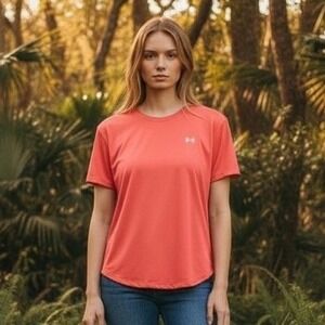 Under Armour Women's Fushia Hot Pink Work Out Gym Jersey Plus Size Top Size 2X #